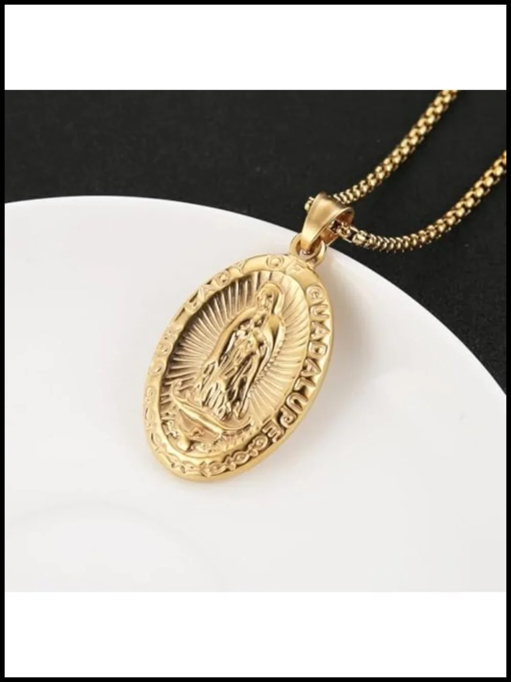 Stainless Steel Blessed Mother Mary Our Lady of Guadalupe Pendant Necklace